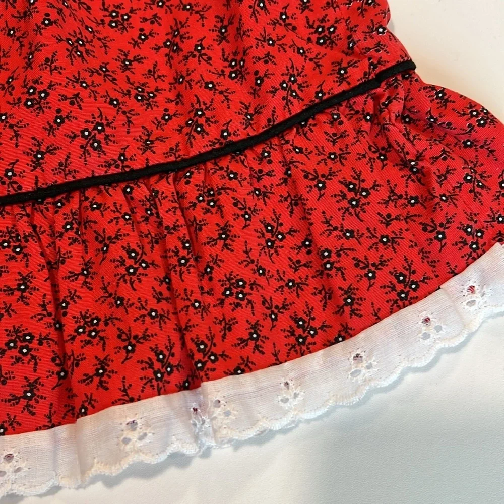 Lil Airess -‎ 2T, red and navy calico print vintage dress